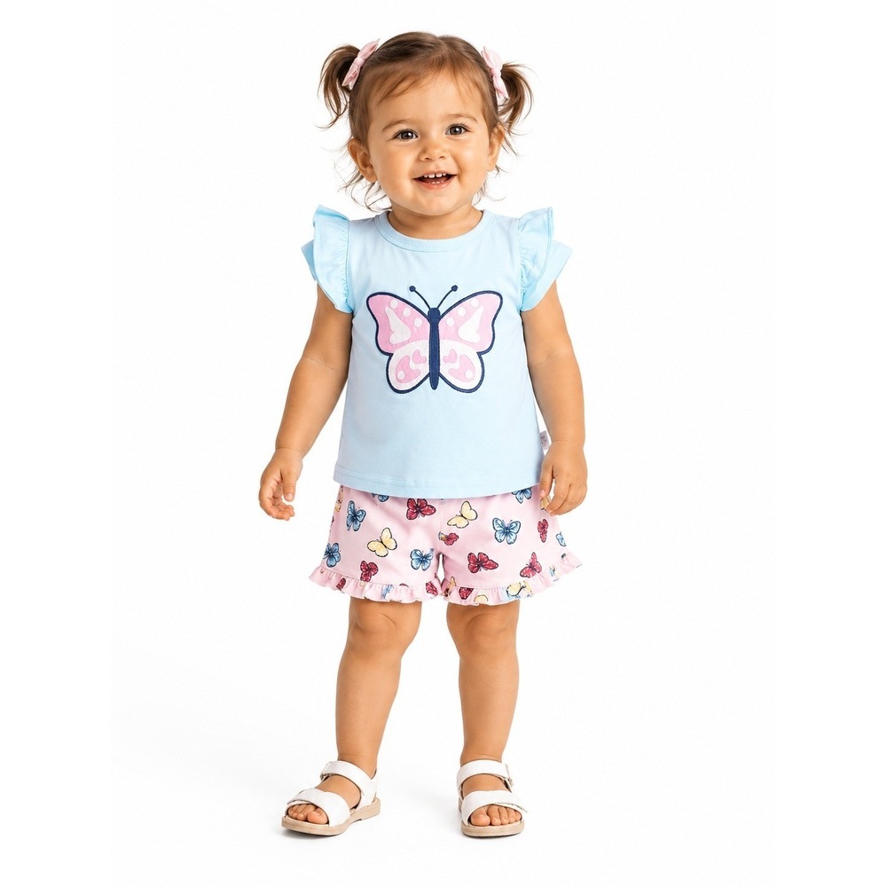 Toddler Girl Outfit Short and Tee Blue Size 18-24M New With Tags